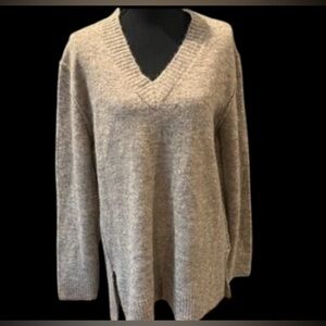 Magaschoni V-Neck Dark Beige Alpaca & Wool blend Sweater size Large